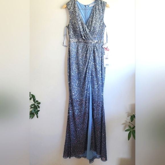 Mac Duggal Blue Sequin Gown - Picture 4 of 13